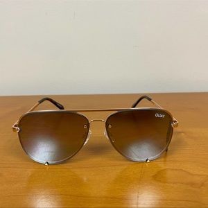 Quay Australia High Key Mini Rimless Rose Brown Sunglasses Women's